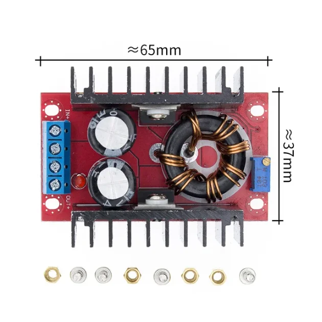 150W Adjustable Boost Converter DC to DC 10-32V to 12-35V Automotive Laptop Mobile Power Boost Charger Module Power Driver