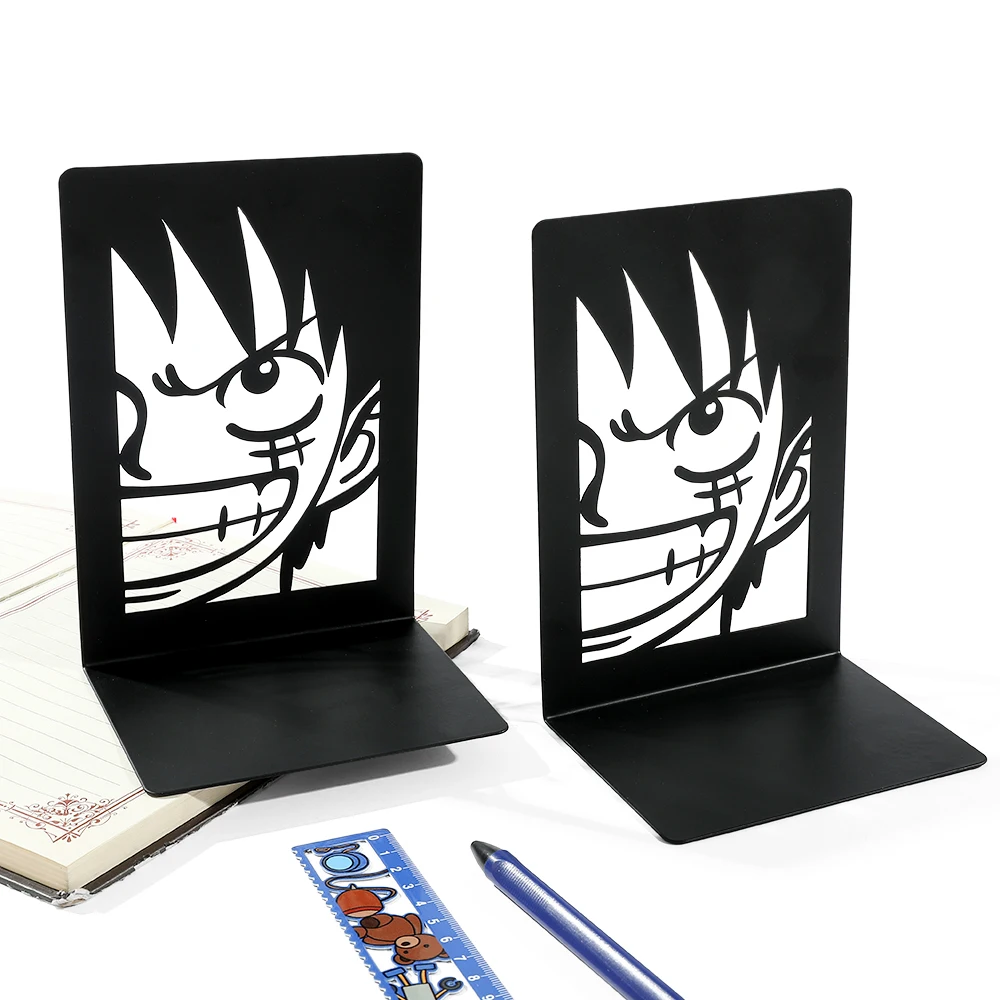 Imagem -05 - Luffy Non-slip Metal Livro Termina Bookends Escritório para Fãs Coleção Organizador Desktop Anime pc Pcs