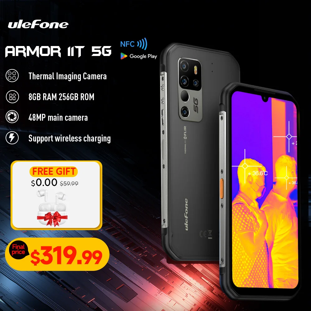 ulefone armadura 11t 5g robusto telefone movel flirtelefone movel impermeavel do androide 8gb 256gb do smartphone da camera da imagem termica 01