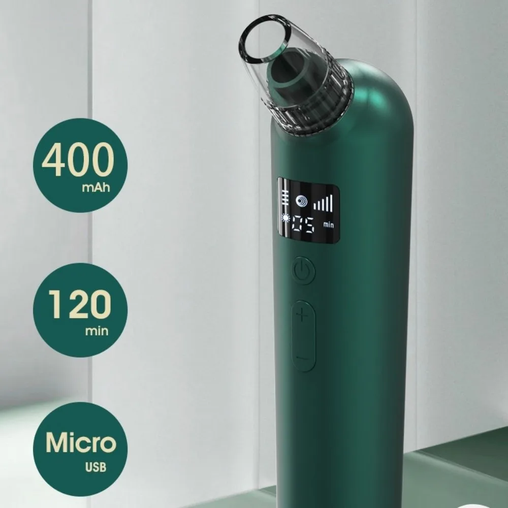 Removedor eléctrico de espinillas, limpieza profunda, limpiador facial de nariz con burbujas pequeñas, función de compresa caliente recargable por USB