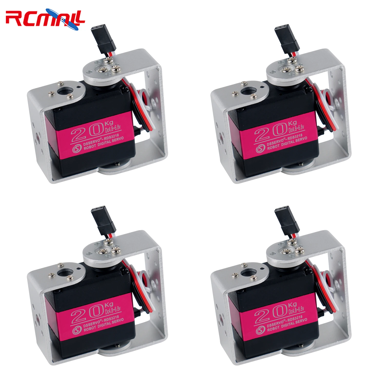 4PCS RDS3218 20KG Dual Shaft Digital Servo with U Mouting Bracket 180/270 Degree High Torque Full Metal Gear Robotic Servo