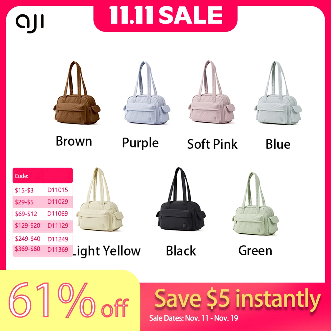 

AJI Women Bag Boston Bag Commuting Office Shoulder Underarm Bag Original Brand Design Handbags For College Student Shoulder Bag