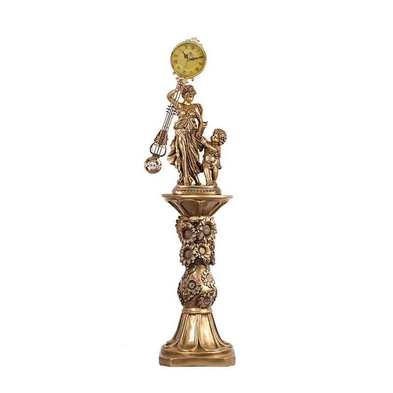 Vertical Clock Movement Retro Mute Standing Grandfather Clock the Grandfather Clock Pendulum Clock Fashion Resin Crafts Clock