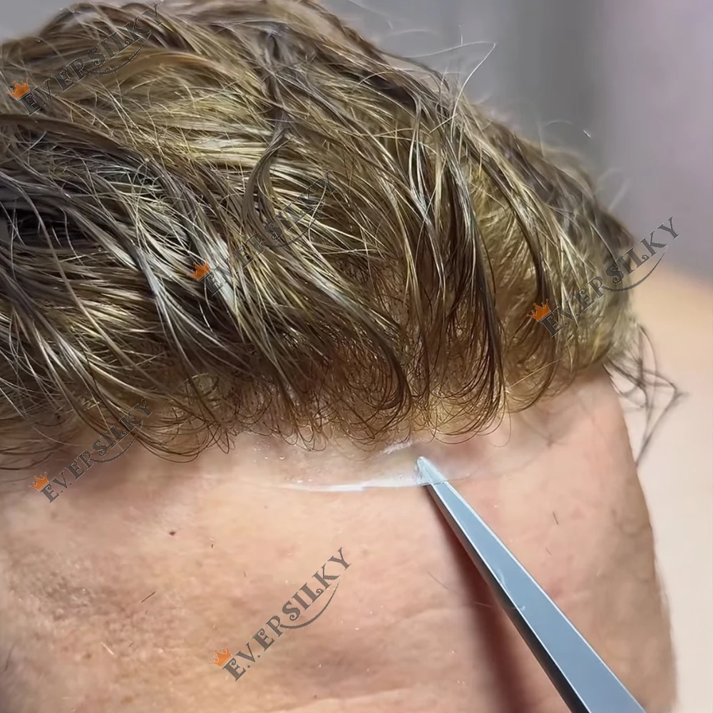 Natural Hair 1b80# 230#Hair Replacement System 90%Density Light Weight 0.02mm Super Thin Skin Undetected Natural Hairline Toupee