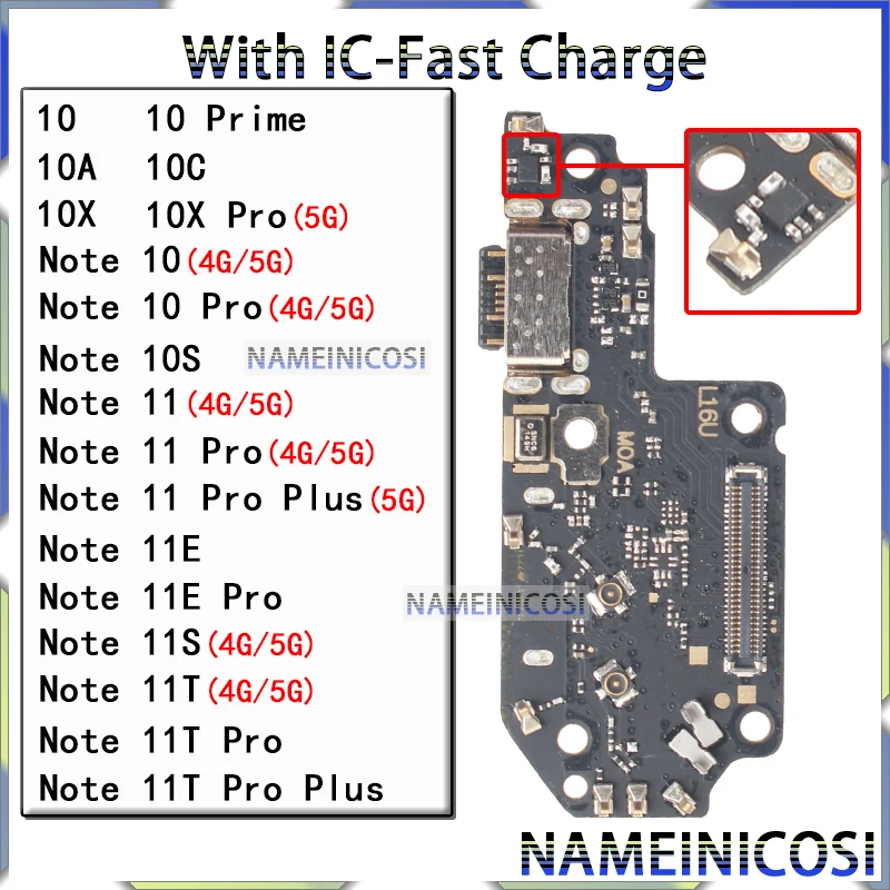 Usb Dock Charger Connector for Xiaomi Redmi Note 10 10C 10X 10T 11 11S 11E 11T Prime Pro Plus + 4G 5G Charging Board Flex Ports