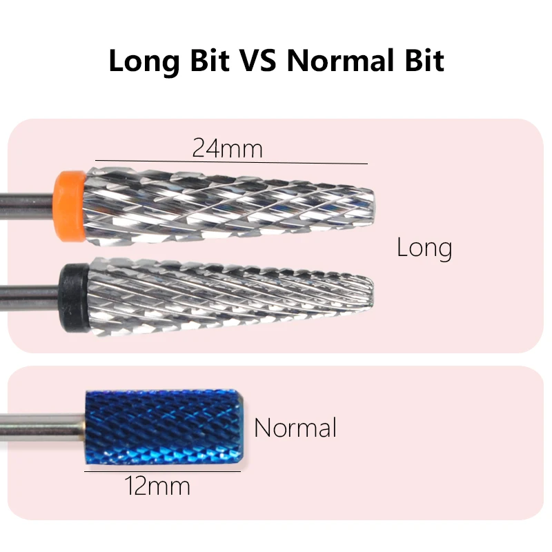 5-IN-1 24mm 슈퍼 롱 테이퍼드 카바이드 네일 드릴 비트 전동 네일 드릴 액세서리 매니큐어 버 네일 큐티클 밀링 커터