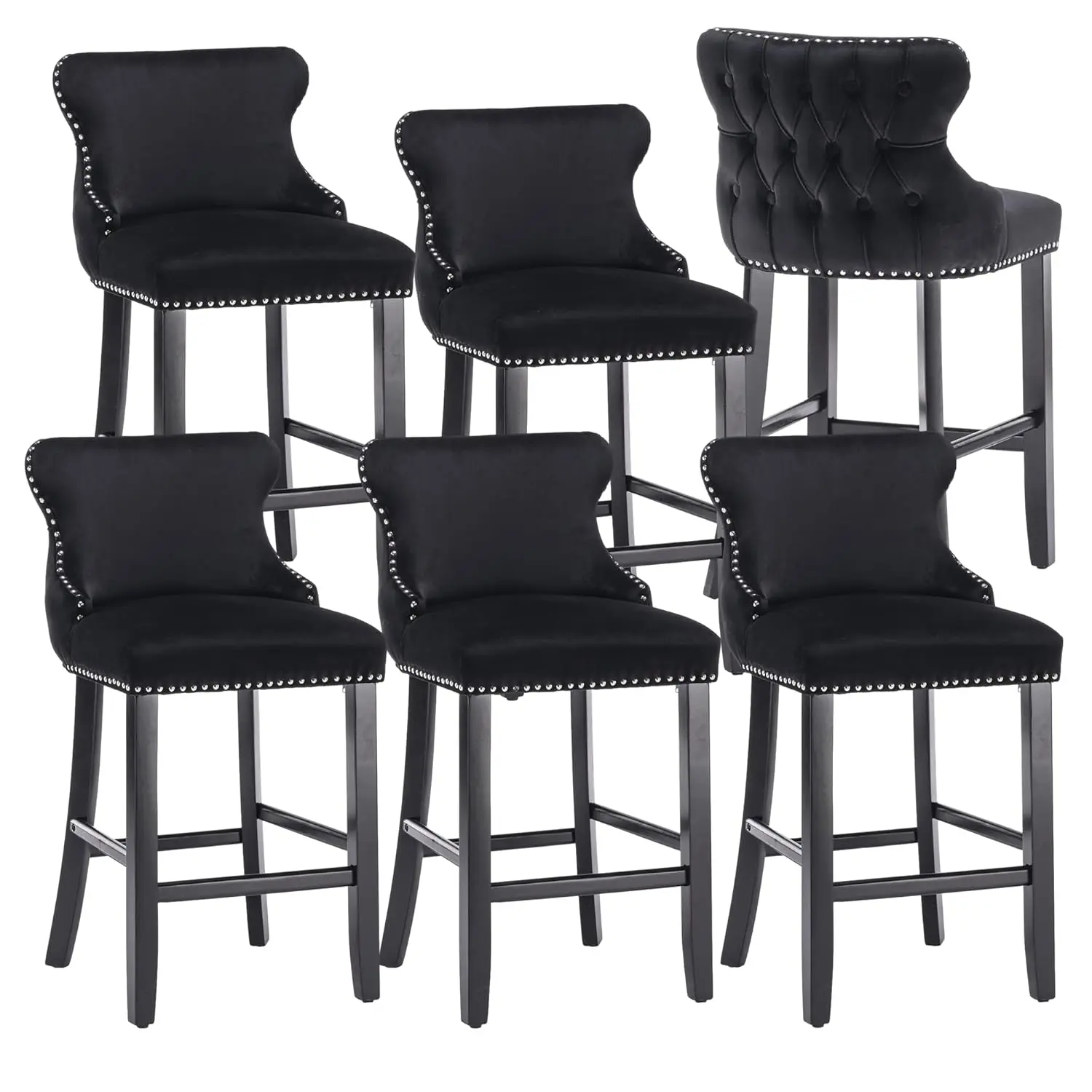 

27 Inches Wingback Counter Height Bar Stools for Kitchen Island or Home Pub, Modern Upholstered Armless Barstool, Customized