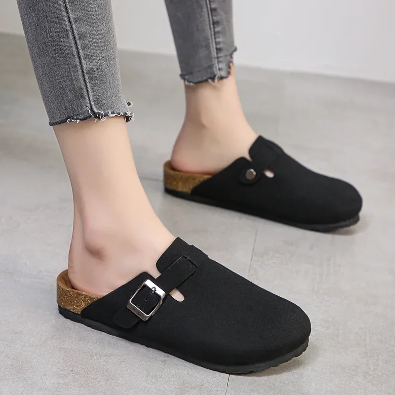 

Retro fashion women's shoes thick-soled solid color slingback shoes soft-soled home shoes suede clogs sandals spring and autumn