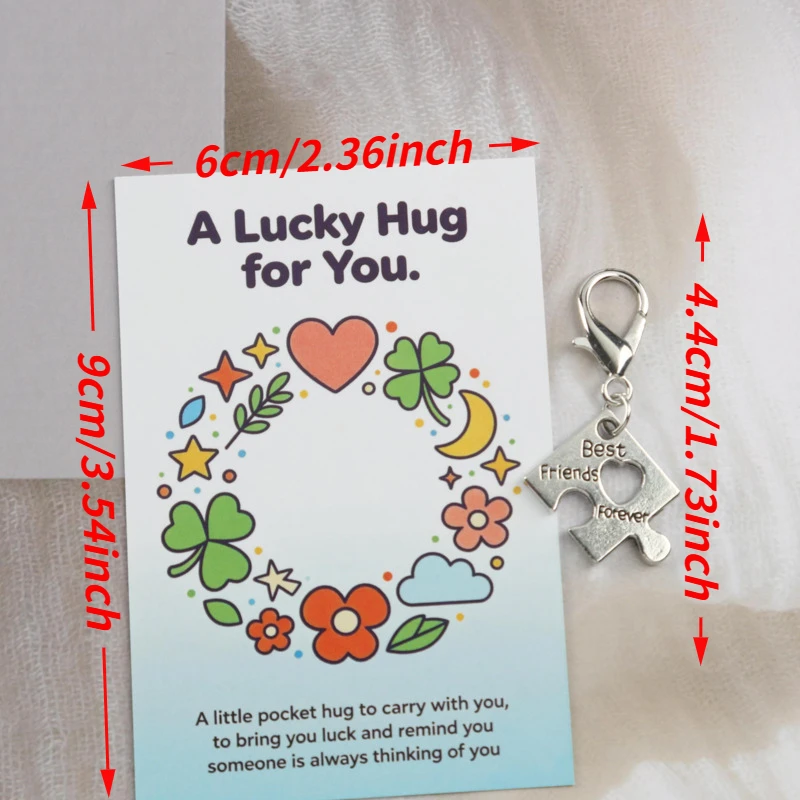 10pcs 2dLucky-bringing puzzle series keychain set for autism prevention Comes with pocket-sized greeting card Decorate clothes V