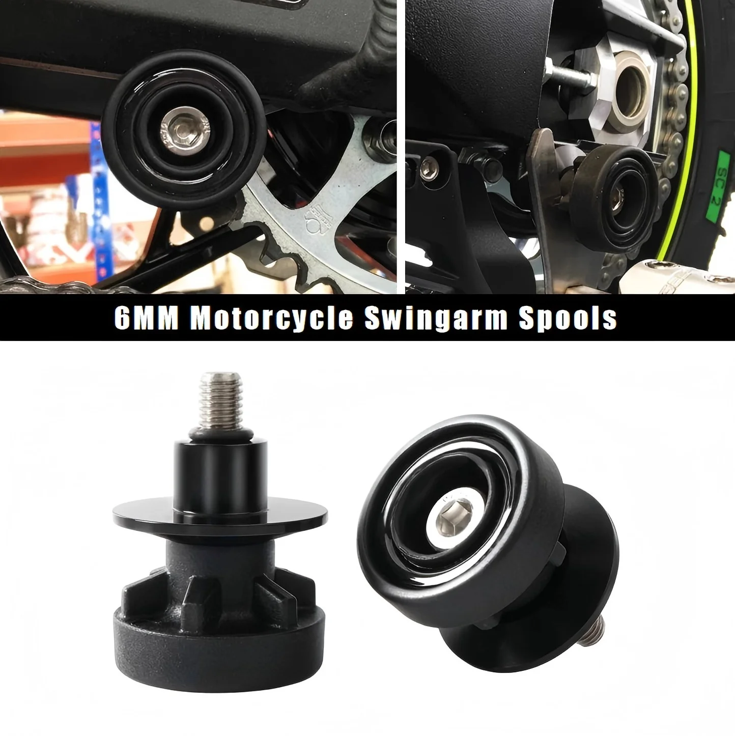

6MM Motorcycle Swingarm Spools for Benelli TNT899/BN899/TNT600/BN600/BJ600GS - Paddock Stand Bobbins & Lift Hook Sliders