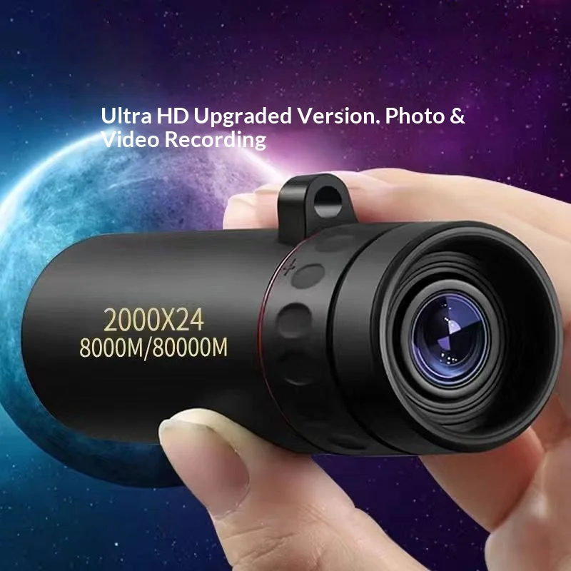 Telescopio de tecnología negra de un solo tubo de 2000x24, teléfono móvil de alta definición, Mini portátil para exteriores de doble uso