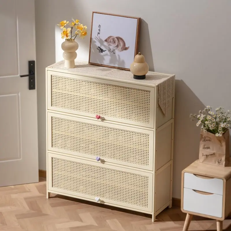 Living room, locker, space-saving cabinet, multi-layer storage, shoe rack, cream wind shoe cabinet, household door entrance