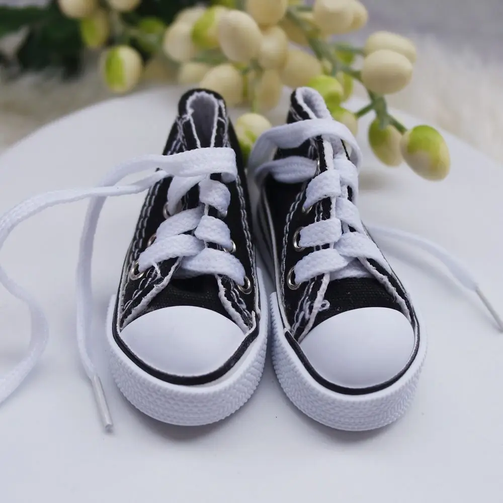 Zapatos de muñeca BJD 1/3, zapatos hechos a mano de 7,5 CM para muñecas, Mini cordones de lona, casa de juegos, accesorios de vestir, juguete para regalo para niños