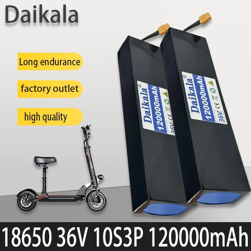 

36V 120Ah 18650 Rechargeable Lithium Battery Pack 10S3P 120000mAH 500W High Power Modified Bicycle Scooter Car with BMS XT60