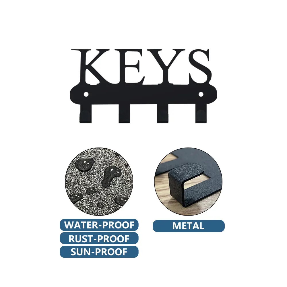 2D 1pc  Metal Wall-Mounted Key Holder - Black & White Decorative Hooks for Keys, Clothes - Space-Saving Organizer for Entryway