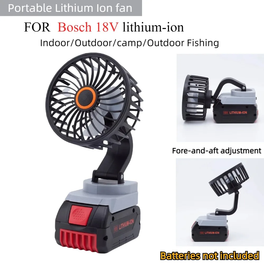 Portable Lithium Ion Fan for Bosch 18V Lithium-ion Fore-and-aft Adjustment for Indoor/Outdoor/camp/Outdoor Fishing（No Battery）