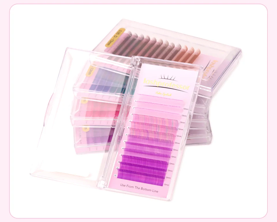 Lashprofessor Farbige Mischung Einzelne Wimpernverlängerungen C/D Make-up Natürliche weiche falsche Seidenwimpern Faux Nerz Russische Wimpern Cilios – Detail 16