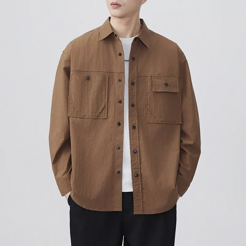 

Spring Autumn Men Outdoor Mountain Fashion Loose Casual Long Sleeve Cargo Shirts Cityboy Streetwear Plus Size Shirts Blouses