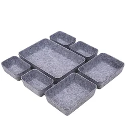 7Pcs/Set Felt Fabric Sundries Makeup Storage Box Office Stationery Organizer Desktop Snacks Food Container Tool Key Box Storage