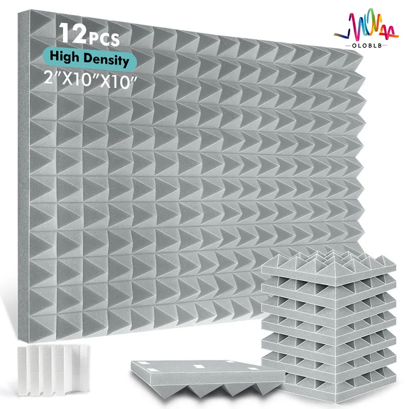 

12 Pcs Indoor Acoustic Sound Isolation Wall Panel Studio Recording Absorption Pad Home Indoor Decor Noise Insulator Sponge