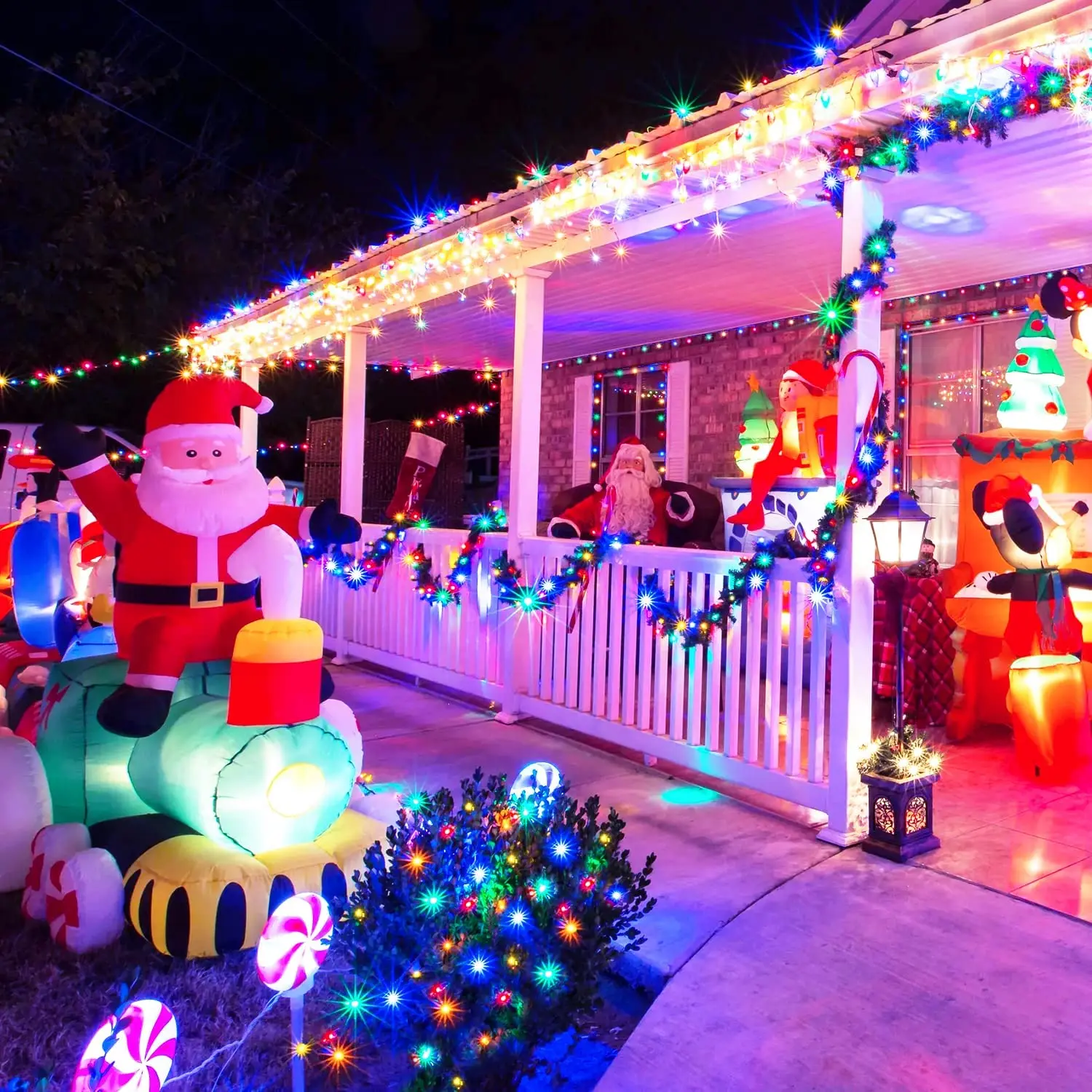 أضواء الجنية الشمسية 400 المصابيح في الهواء الطلق مقاوم للماء سلسلة أضواء عيد الميلاد الشمسية لحديقة ساحة المنزل الطرف عطلة الديكور #3