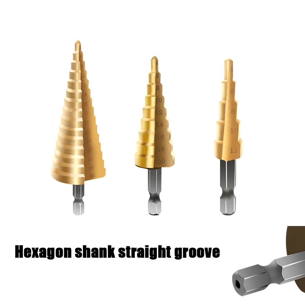 4-12 4-20 4-32 MM HSS Titanium Coated Step Drill Bit Drilling Power Tool Metal High Speed Steel Wood Hole Cutter Step Cone Drill