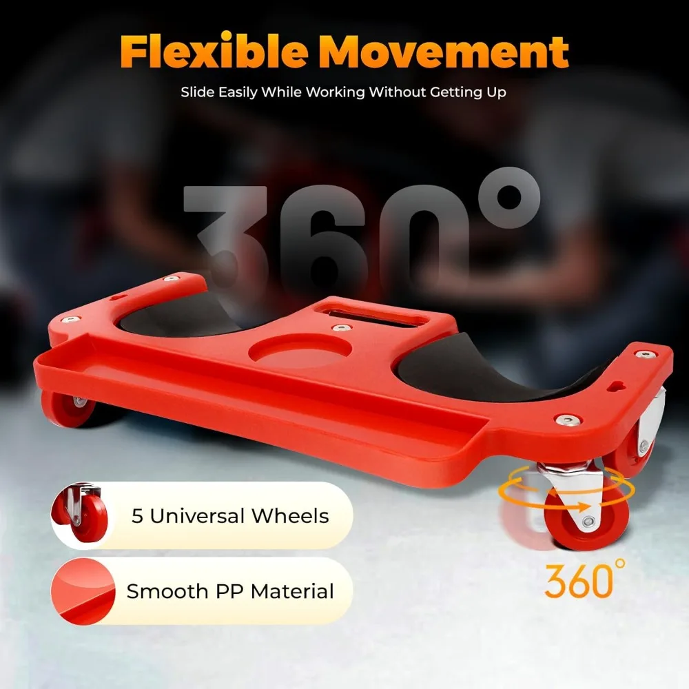 Rolling Knee Pads Creeper with Wheels Rolling Knee Dolly Foam Cushioned Knee Cups Heavy Duty for Auto Repair Flooring Garage Use view 3