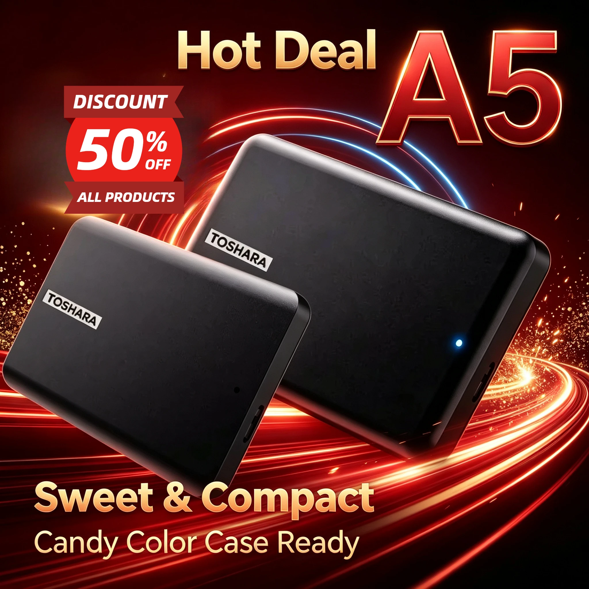 New  A5 Portable External Hard Drive 4TB/1TB/2TB Canvio Basics USB 3.2 External Data Storage Capacity for PS5 Notebook