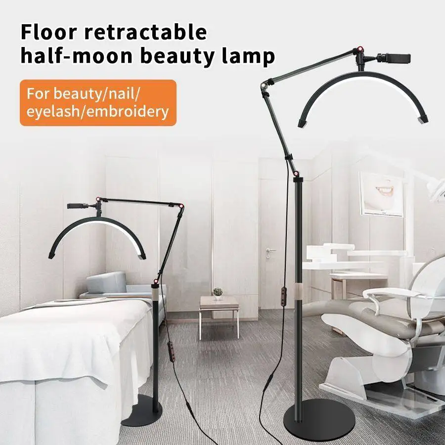 Modern 20W LED Moon Light Led Half Moon Beauty Lamp ring moon Floor Mounted Eyebrow Tattoo Beauty Salon Eyelash Extension Lamp