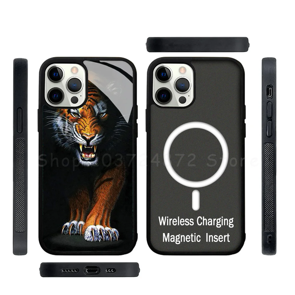 

Tiger Phone Case Strong Magnetic For IPhone 15 14 13 Pro Max Alex Mirror For Magsafe Wireless Charging Cover