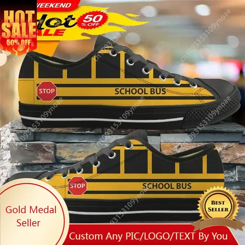 

Yellow School Bus Printed Ladies Shoes Casual Canvas Footwear for Female Low Top Sneakers for Women Vulcanized Girl