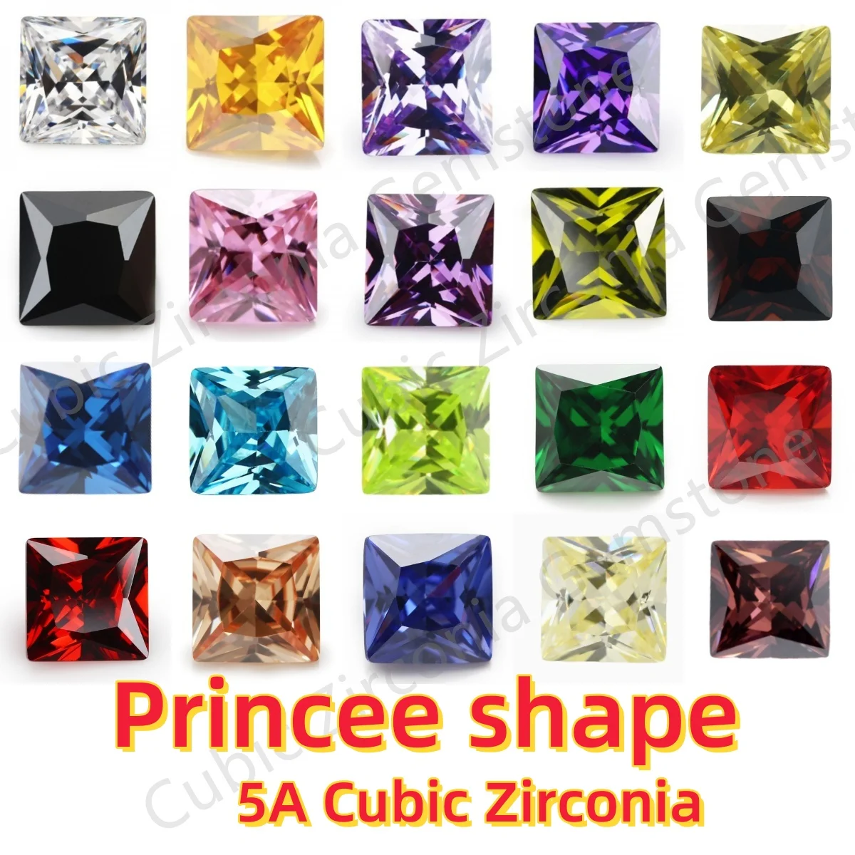 1.75x1.75 ~ 15x15mm 5/10 sztuk AAAAA kwadratowy kształt księżniczka krój biały, Garent, zielony, niebieski, luźne cyrkonie sześcienne kamienne koraliki do biżuterii