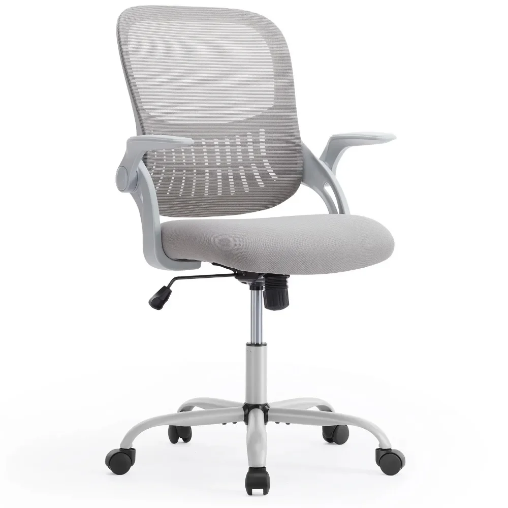 

Desk Chair with Adjustable and Flip-up Armrests, Ergonomic Mesh Computer Chair with Lumbar Support, Gray