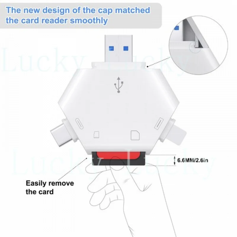 f  FLEAVER Triangle USB Type C Memory Card Reader for iPhone iPad support SDTF Card