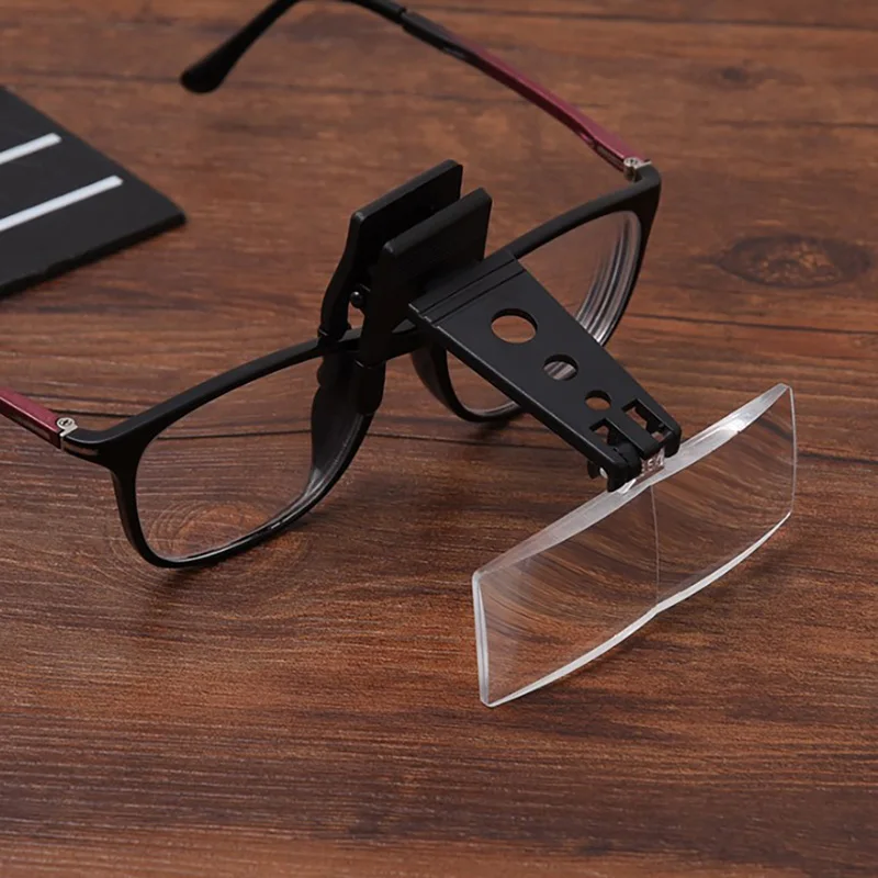 1.5X/2.5X/3.5X Magnifying Glass Optical Instruments Folding Clip On Eyeglass Loupe With 3 Lens ABS Acrylic Durable 85x30mm