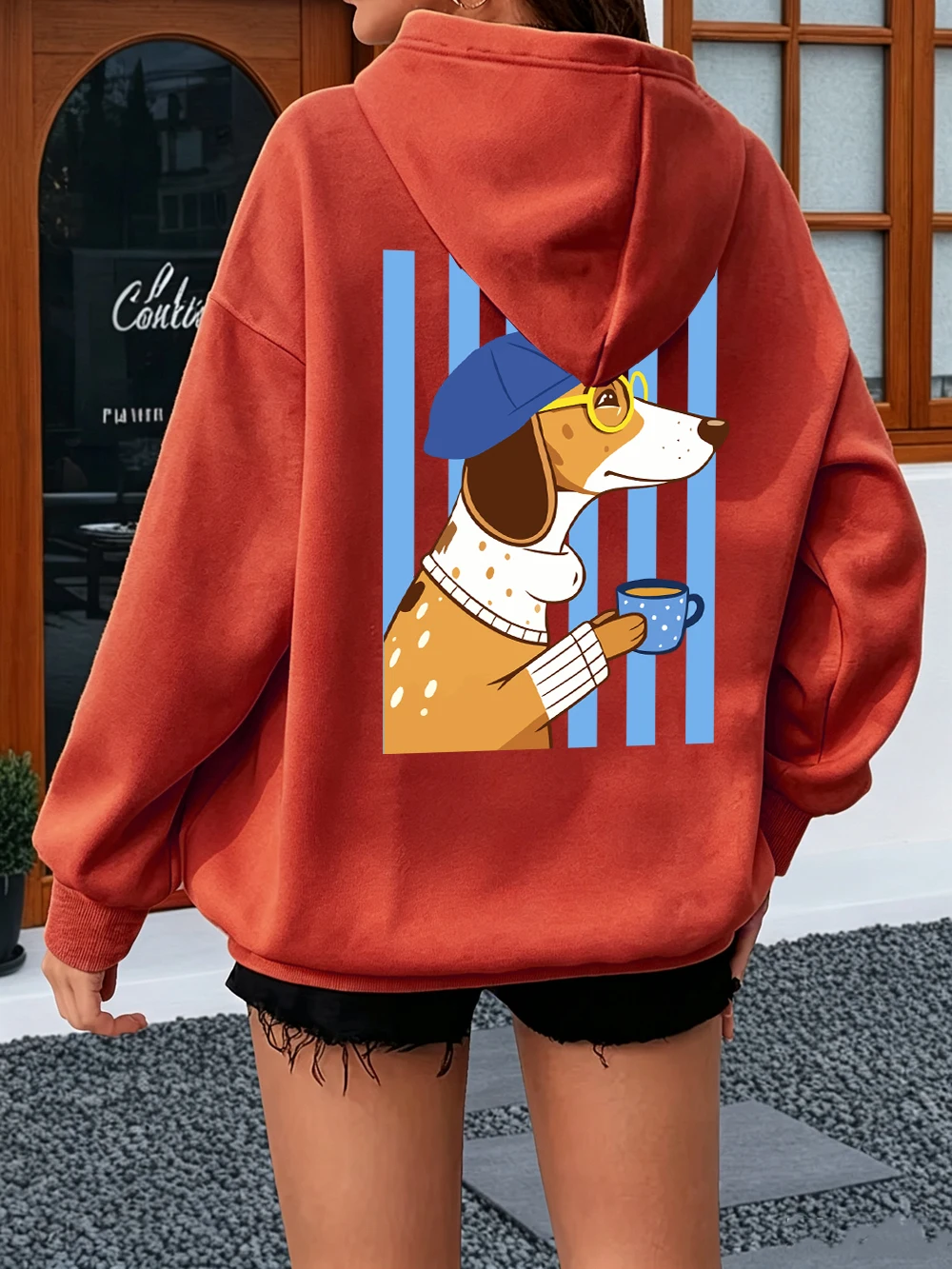 Dachshund-Hundemotiv Hoodies Damen Lässige Lose Pullover mit Taschen Sportliche Jogging-Sweatshirts Winter Fleece Warme Damenkleidung – Detail 17