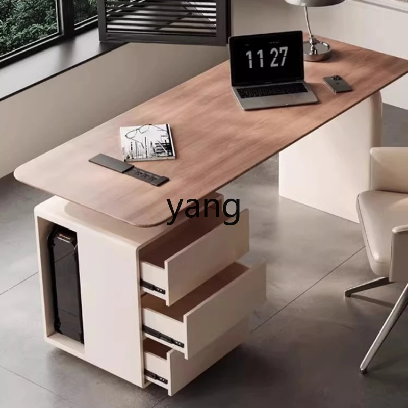 

LH Modern Simple Office Desk and Chair Combination Light Luxury Premium Sense with Row Storage Drawer