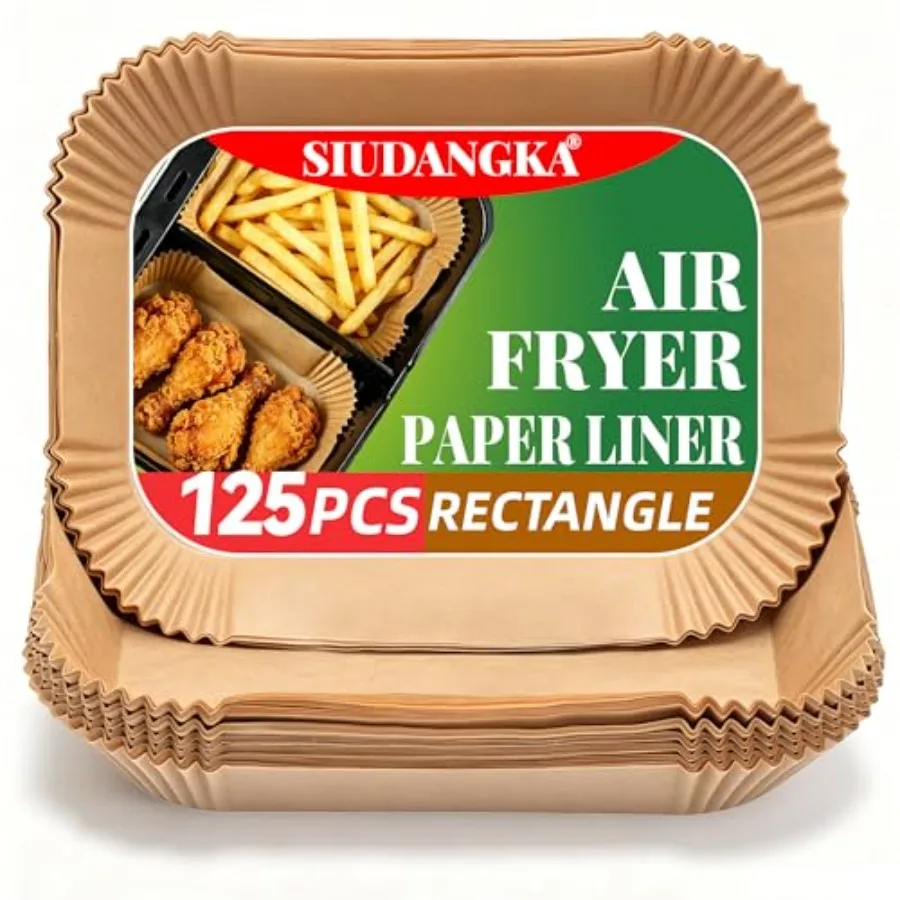 Air Fryer Liners Disposable, 125 pcs Rectangle Parchment Paper Sheets for Ninja Dual Air Fryer