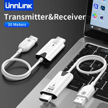 Unnlink 30M HDMI Wireless Transmitter Receiver Extender for Camera Laptop PC TV Mirror Adapter 1080P 60Hz