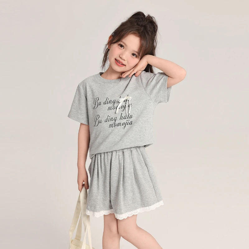 

Children's Clothing Girls Short Sleeve 2025 Summer New Children's Foreign Versatile Lace Shorts Casual Set