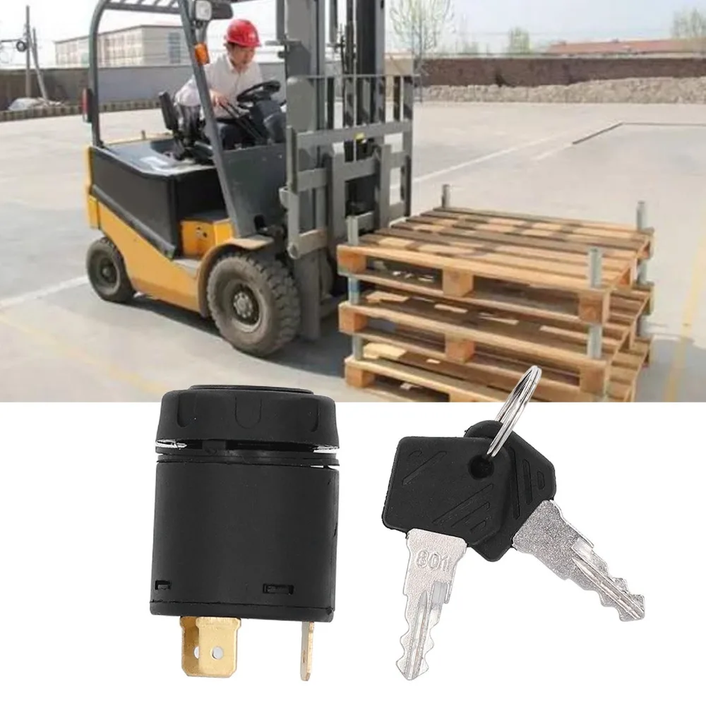 JK410 801 Forklift Ignition Switch Plastic Material with 2 Keys Ignition Switch Assembly Shockproof Universal Key Switch