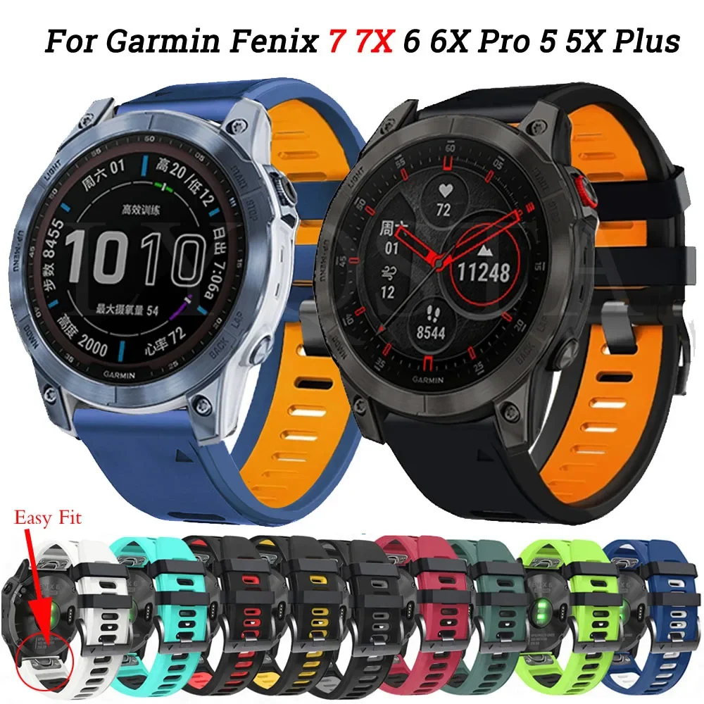 

Straps For Garmin Fenix 7 7X 6 6X Pro 5X 5 3 3HR Epix Forerunner 955 935 945 Quick Release Strap Silicone Bracelet Smart Correa