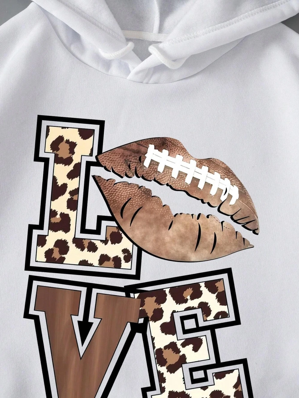 Leopard Lip Love Letter Graphic Print Hooded Woman Fashion Casual Hoodies Simple Loose Hoody Autumn Street Fleece Clothes