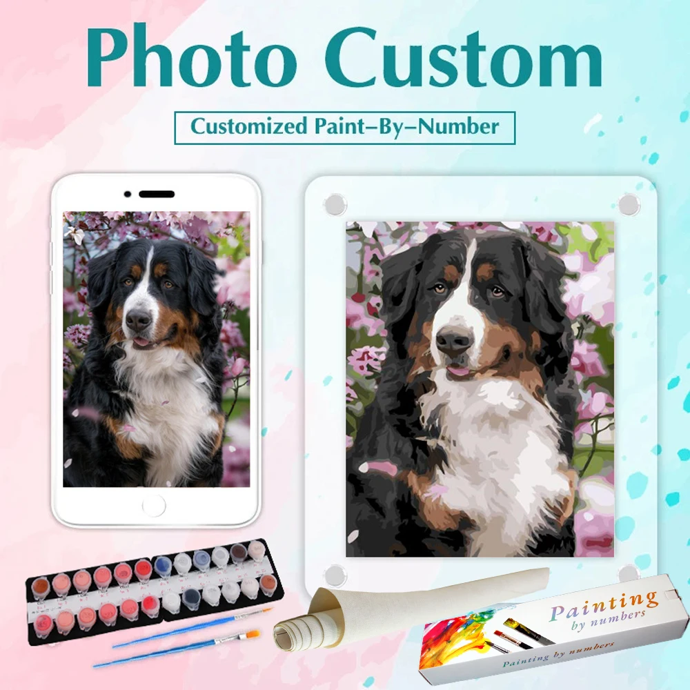 PBYN Paint by Numbers For Adults Dropshipping Custom Photo  Kits Gift Picture Box Acrylic Painting On Canvas Personality DIY