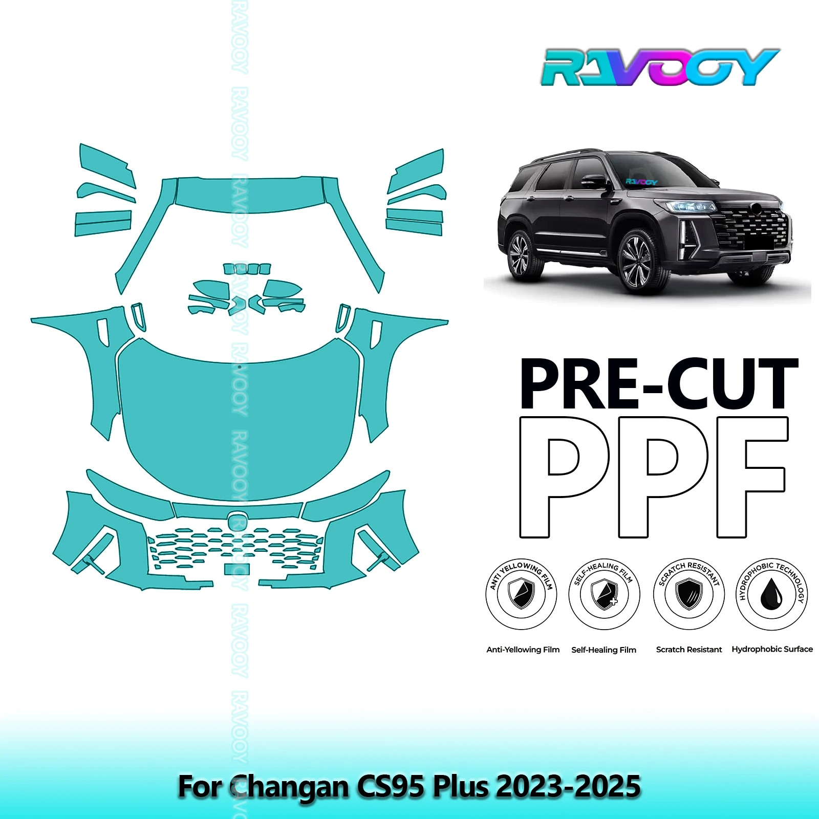 

Car Front Kit Clear Bra Precut PPF Paint Protection Film For Changan CS95 Plus 2023-2025