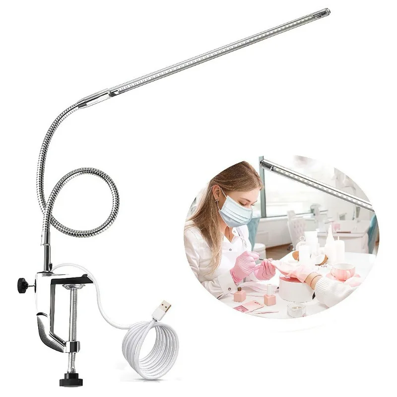 LED Full Spectrum Clamp on Desk Lamp Eye Protection Dimmable Reading Lamp Adjustable Gooseneck Study Lutight EU US Plug