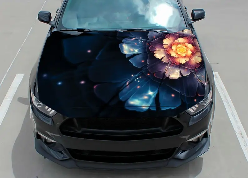 

Car Hood Decal, Vinyl, Sticker, Graphic, Wrap Decal, Truck Decal, Truck Graphic, Bonnet Decal, Skull, F150, Abstract Flower