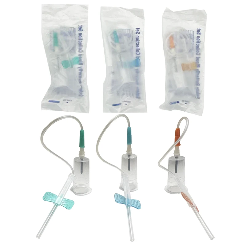 50 Sets of Safe Disposable Vacuum Blood Collection Kits with Safety Lancets, Pet Medical Scalp Vein Kits