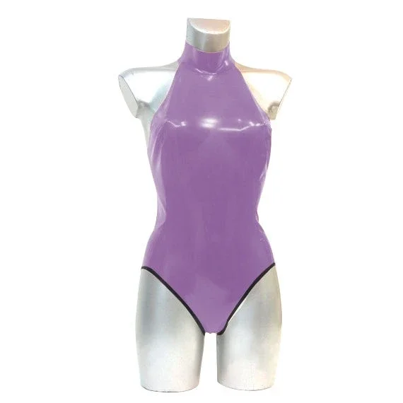 

100%Latex Rubber Catsuit Purple Sexy swimming Party Cosplay Size XS~XXL