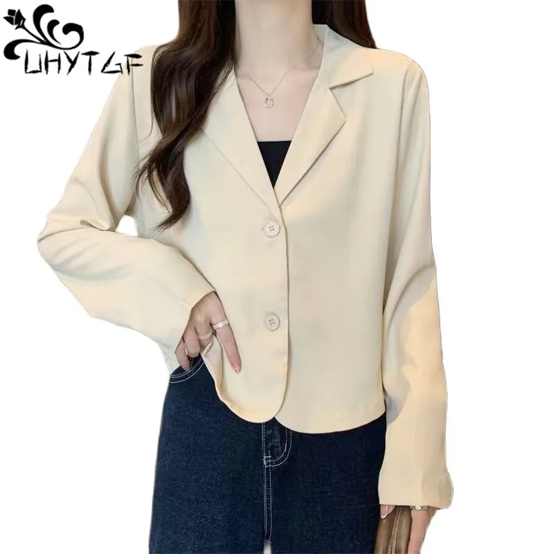 

Elegant Long Sleeve Jacket Women Loose Single Breasted Thin Blazer Coat Female 2023 Spring Summer Fashion Short Coat Top 2715